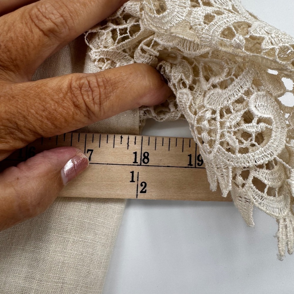 Vintage Handmade Embroidered Lace Linen Dress Cream Cottagecore Project Piece - Picture 7 of 16